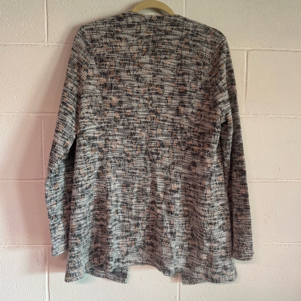 Anthropologie Dolan Leopard Longline Tweed Zip up Jacket Fringe Whimsical Size L - Picture 8 of 11